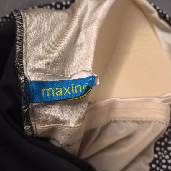 Maxine Black One-Piece Swimsuit 14 Polka Dot Trim Ruched Front Silver Buttons - Picture 5 of 6